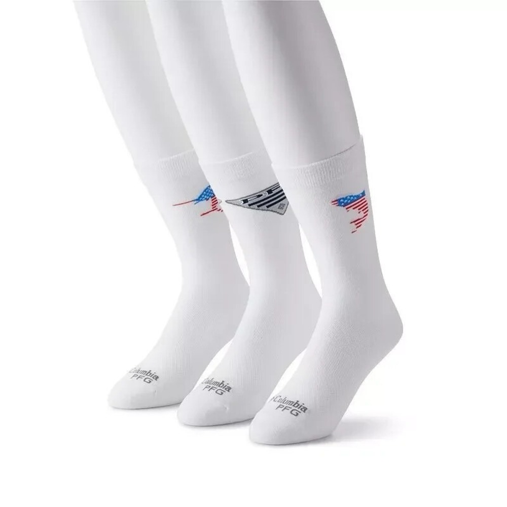 3 Pair‎ Columbia PFG Crew Socks Men's Size 6-12 Fishing Outdoor Hiking USA NEW